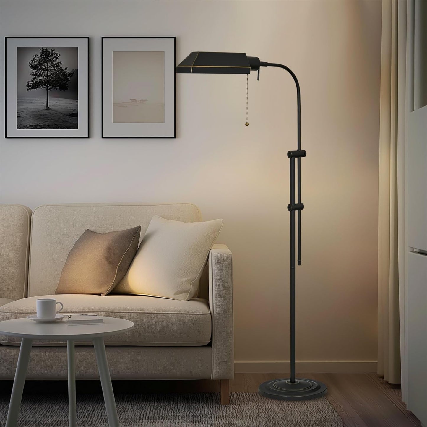 Kira Home Prescott 58" Modern Industrial Adjustable Standing Pharmacy Floor Lamp, Dark Bronze Finish, Includes 6W LED Bulb (60W eq.) Energy Efficient, Eco-Friendly, Pivot Head for Hobby/Precise Task