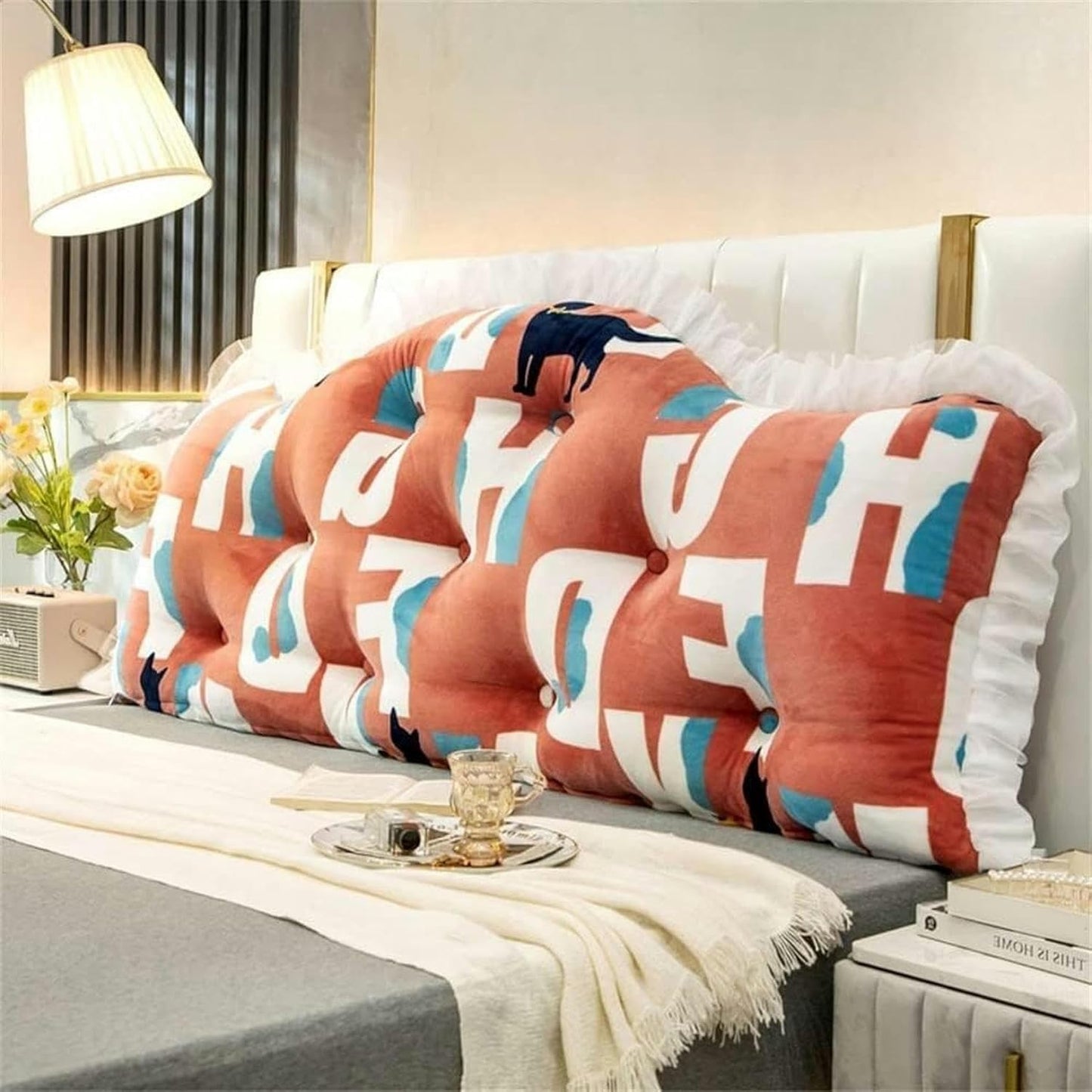Cotton Large Pillow, Bedside Cushion Lumbar Pillows Detachable Support Cushion Pregnancy Headboard Wedge Reading Pillow Bed Rest Pillows(A,150cm)