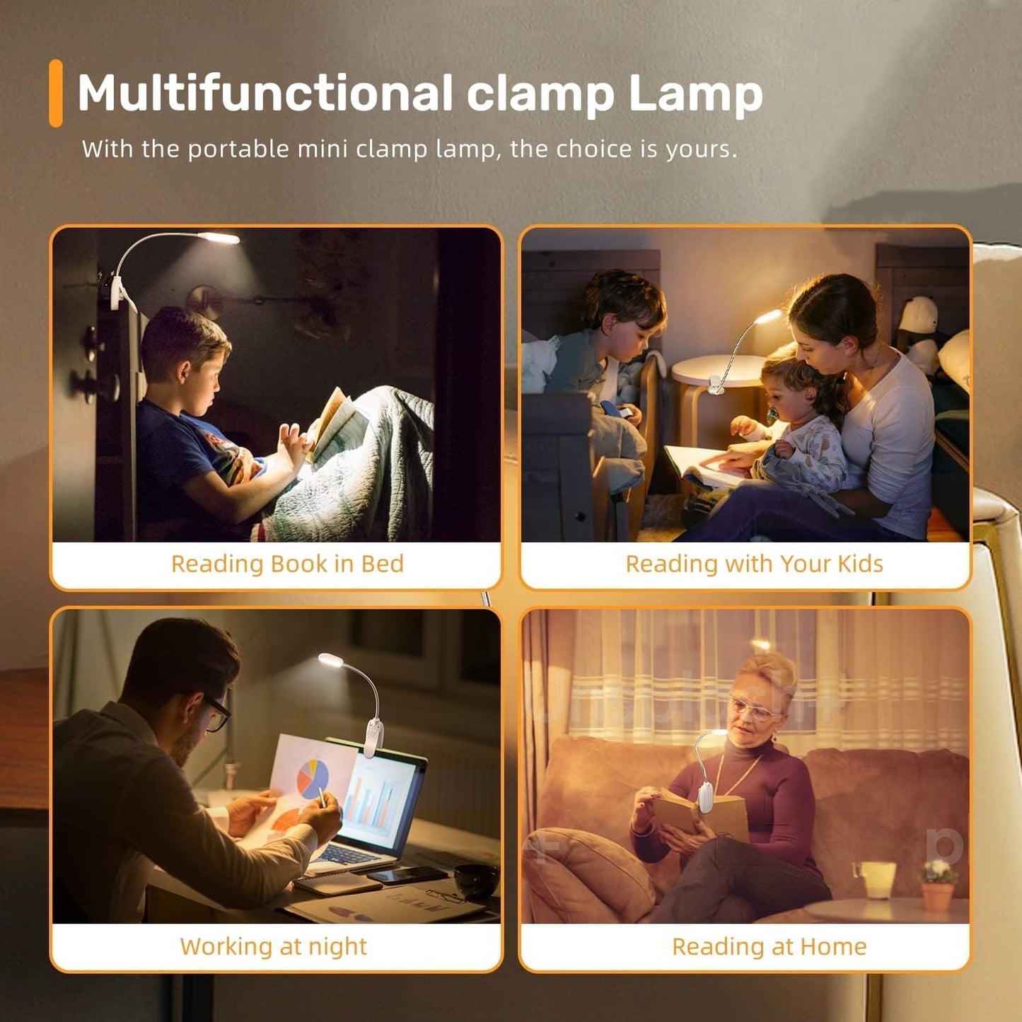 Rechargeable Reading Lights for Books in Bed, Book Lights for Reading at Night in Bed, 3 Brightness Levels × 3 Color Temperatures, up to 80 Hours Reading, Clip on Light for Bookworms, Kids (White)