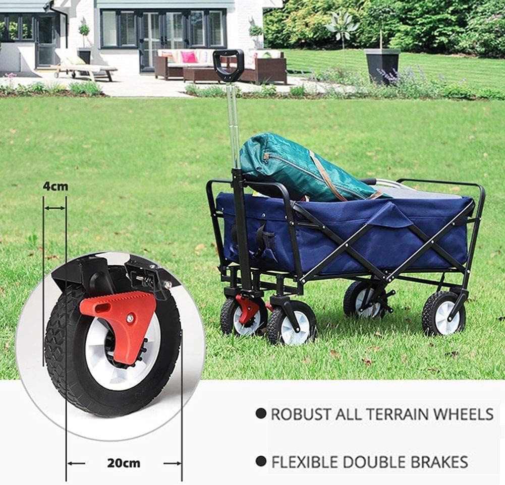 Portable Camping Cart,A Outdoor Utility Wagon Heavy Duty Folding Garden Cart ping Beach Wagon with Universal Wheels Adjustable Handle