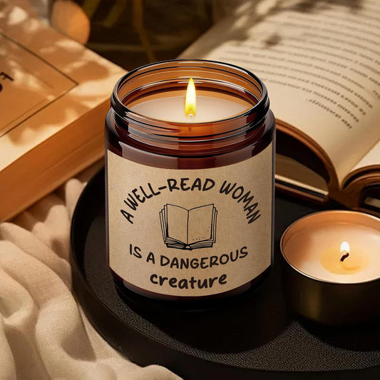 Scented Candle Gifts for Book Lover Women, A Well Read Woman is A Dangerous Creature, Bookish Birthday Christmas Reading Day Gift for Her, Female Author Readers Librarian Bookworm-42
