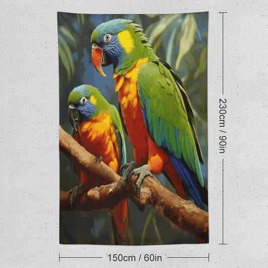 FodPand Bird Parrot Painting Tapestry Anti-fading Wall Tapestry with Installation Kit Backdrop Banner Multipurpose Aesthetic Tapestries Boho Wall Art Hanging Decorative Blanket 60"x90"