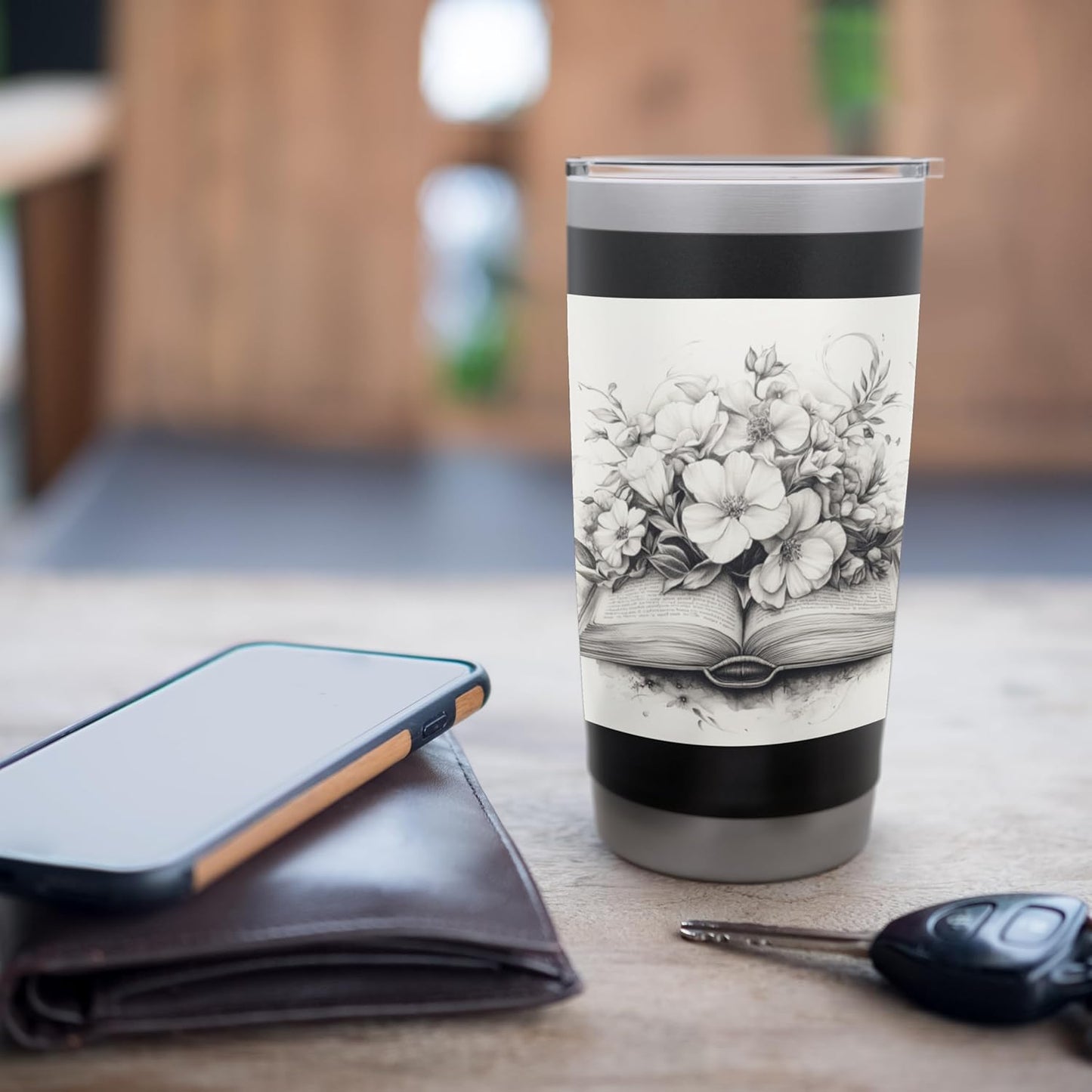 Book Reading Flower Lover Bookworm Tropical Garden Stainless Steel Insulated Tumbler