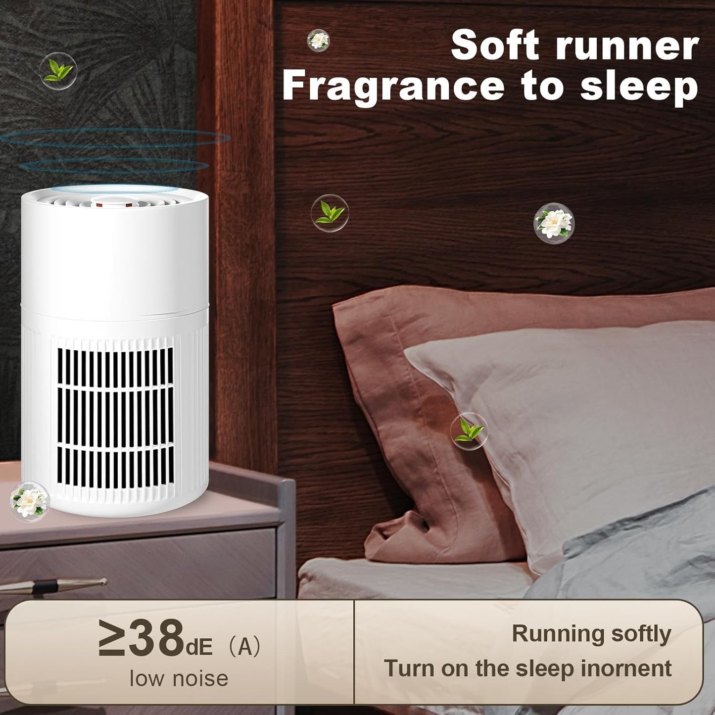 Blosssound Small Portable Air Purifiers for Dorm Room Pet Bedroom Office Home with 3-in-1 Filter Fragrance Box White Mini Air Purifier Quiet Sleep for Desk Allergies Smoke Pet Dander Hair Dust