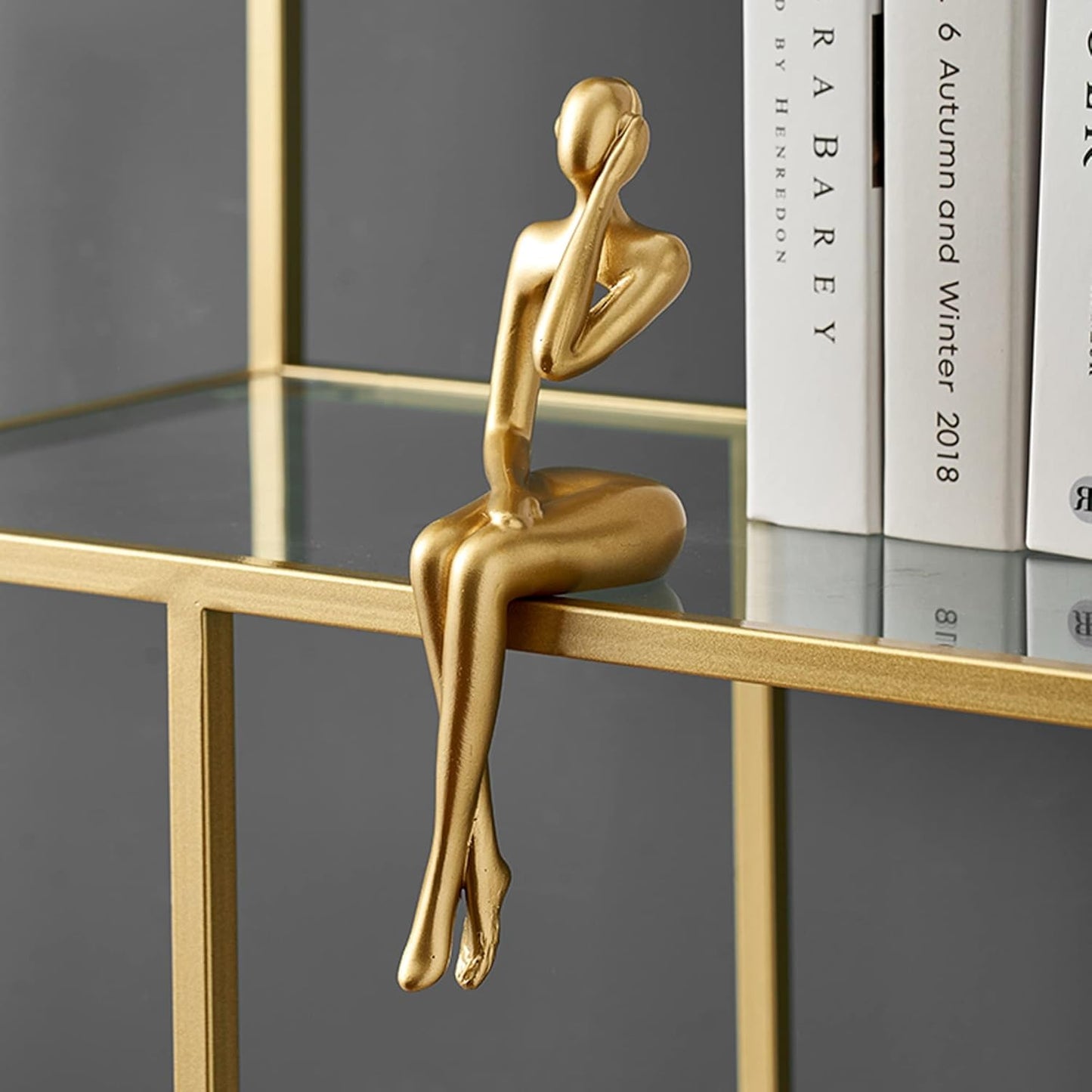 XINXUAN Gold Statue Home Decor - Modern Bookshelf & Desk Decor - 3 Piece Set