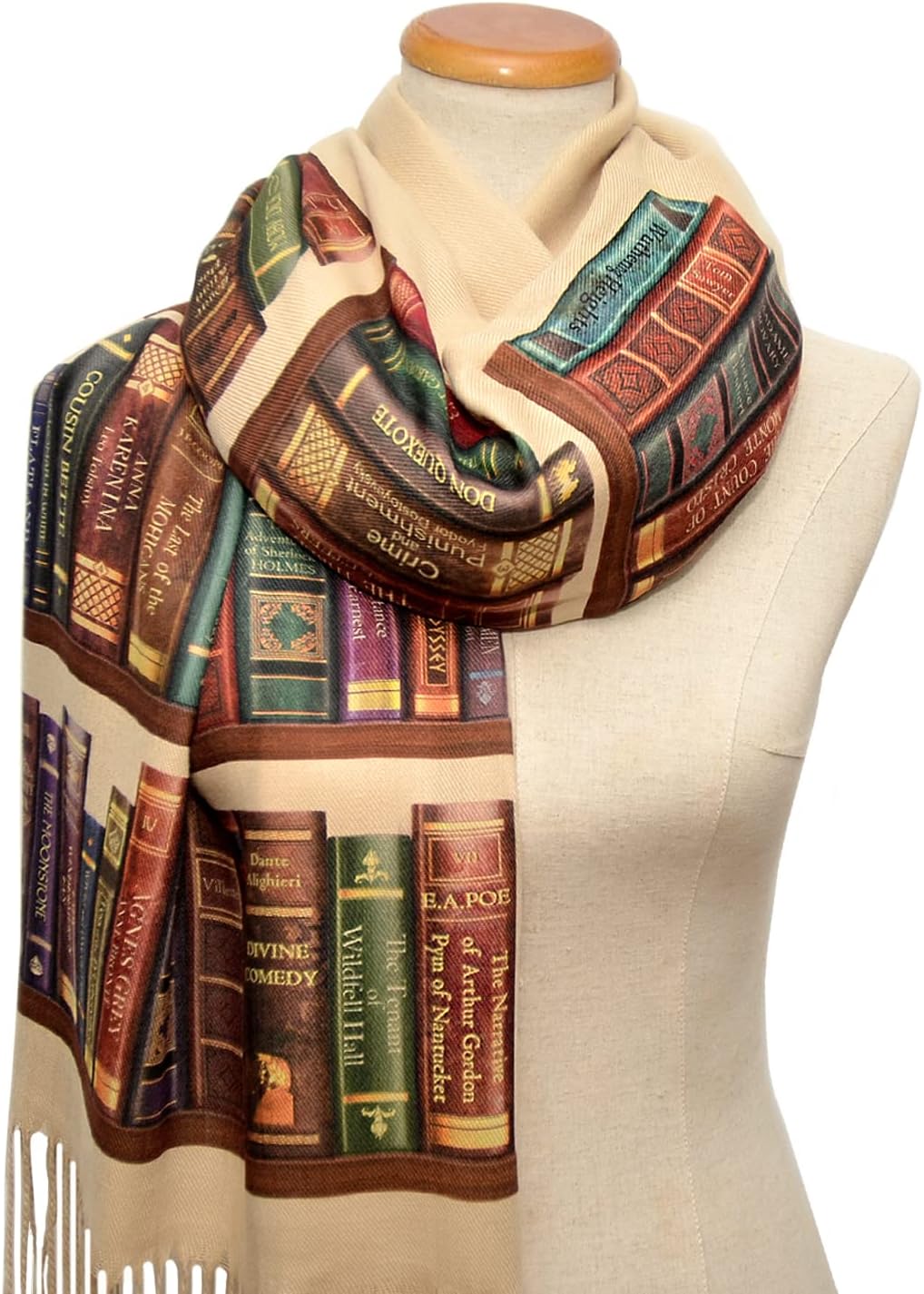 Universal Zone Bookshelf Scarf. Literary Shawl with the famous books' titles, Bookish Gift, Literary Gift, Book Lover Scarf, Librarian gift.