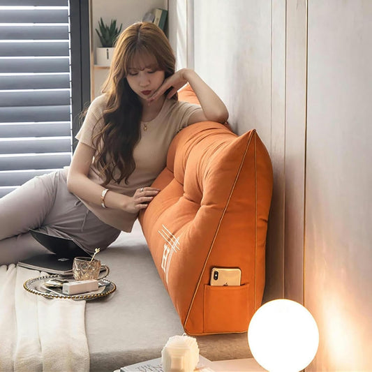 Headboard Wedge Triangular Bed Rest Reading Pillow Backrest Body Bolster Cushion Positioning Support Long Bolster Pillow for Daybed with Removable Cover