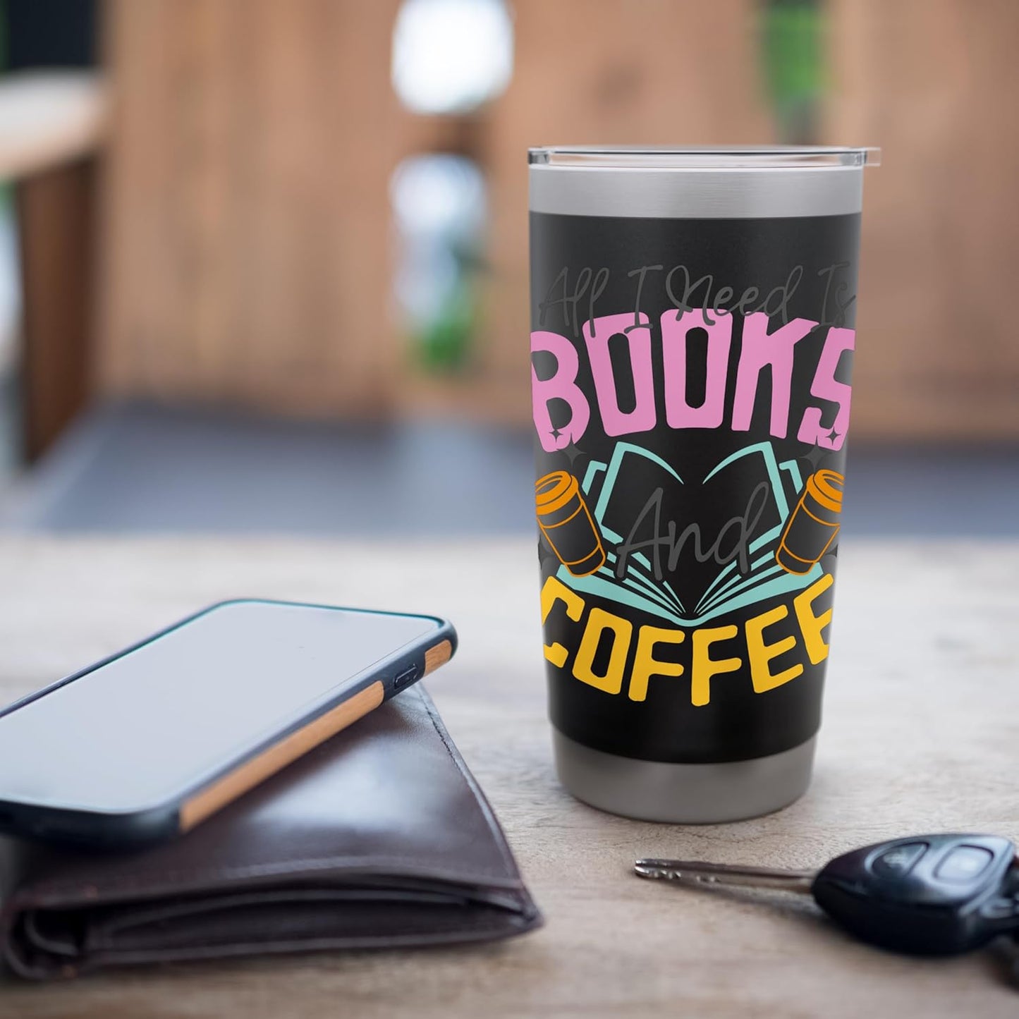 All I Need Is Books And Coffee Reading Lover Design Stainless Steel Insulated Tumbler