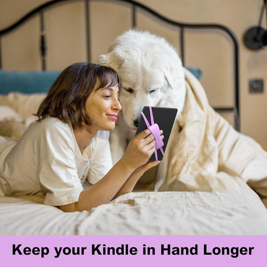 2 Pack Comfortable Hand Strap for Kindle and Tablets, Kindle Accessories for Reading in Bed, Secure and Lightweight Grip Holder for 4.7-8" Tablet/Paperwhite/Kobo/Oasis/E-Book/Phone (Lilac)