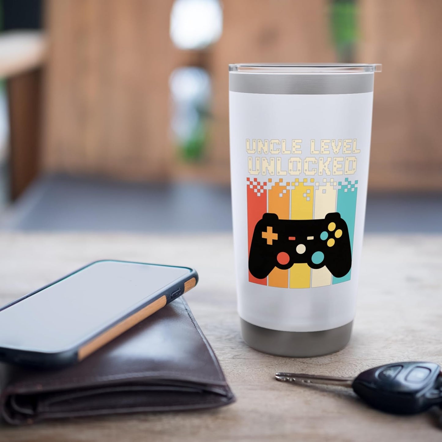Uncle Level Unlocked Kids Gamer Controller Funny Uncle Stainless Steel Insulated Tumbler