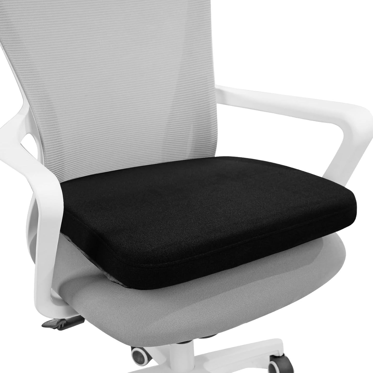 BUYUE Thickened/Leg Covering Office Chair Cushion with Blanket 2 in 1, 2" Foam Seat Cushion with Soft Fleece Foldable Legwarmer for Sitting, Non-Slip Comfort Home Desk Chair Pad, Black