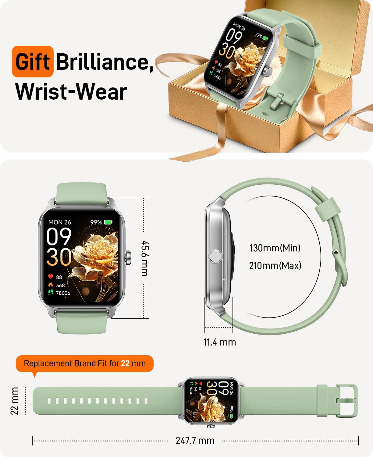 Smart Watches for Women Men, 2026 Smartwatch 1.85''Alexa Fitness Tracker Smart Watch Compatible for Android iPhone with Bluetooth Call (Answer/Make), 3ATM Waterproof Heart Rate/Sleep/SpO2 Monitor 120+