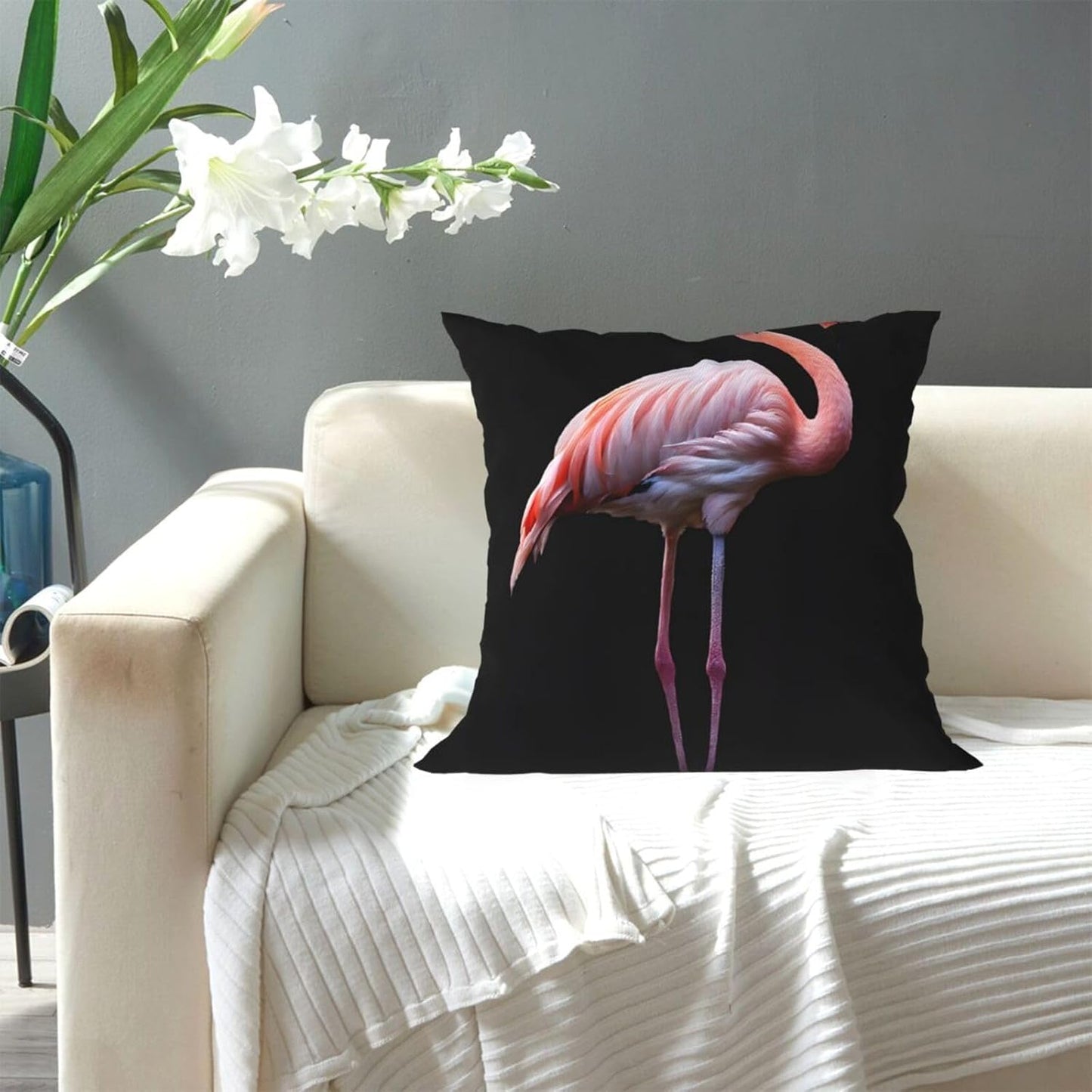 All-Season Square Pillow Covers 18"X18", Abstract Flamingo, Decorative Throw Pillow Covers for Sofa Bed Couch, Hidden Zipper Cushion Cover, Square Lumbar & Accent Pillowcases for Home Decor