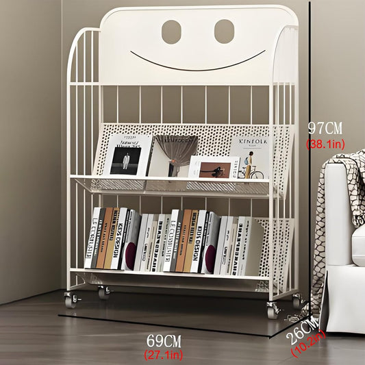 Rotating bookshelf,modern bookshelf,spinning bookshelf,metal bookshelf,rotating book shelf,unique bookshelf,Suitable for living room, bedroom, study, living room corner, office, balcony(White,69x26x97