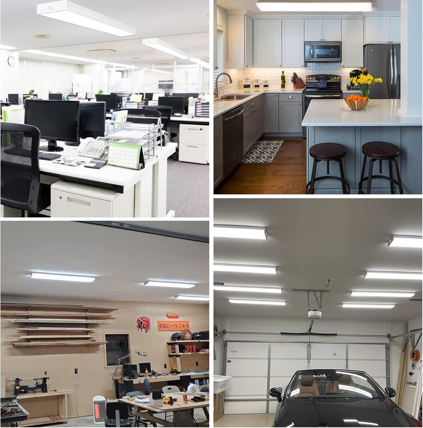 hykolity 4FT LED Wraparound Light with 3 Wattages/3 Lumens/3 CCT Selectable, 55W/65W/75W, 5500lm/6500lm/7500lm, 3000K/4000K/5000K 4 Foot LED Wrap Light Fixture, Flush Mount Office Ceiling Light, ETL