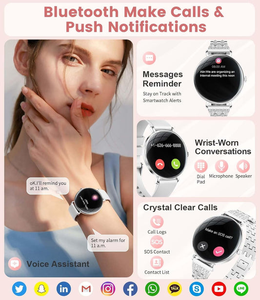 LIGE Ultra-Thin Smart Watch for Women(Answer/Make Calls),1.43" Always-on Display Smart Watch with Heart Rate,Clories Tracker 100+ Sports Modes, Women Smartwatch for Android iOS (Silver-FV17-G)