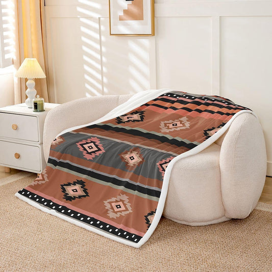 Feelyou Western Aztec Decor Throw Blanket Southwestern Navajo Tribal Style Soft Fleece Sherpa Cozy Fuzzy Plush Warm Southwestern Fuzzy Plush Throw Baby 30"x40" for Bed Couch Living Room