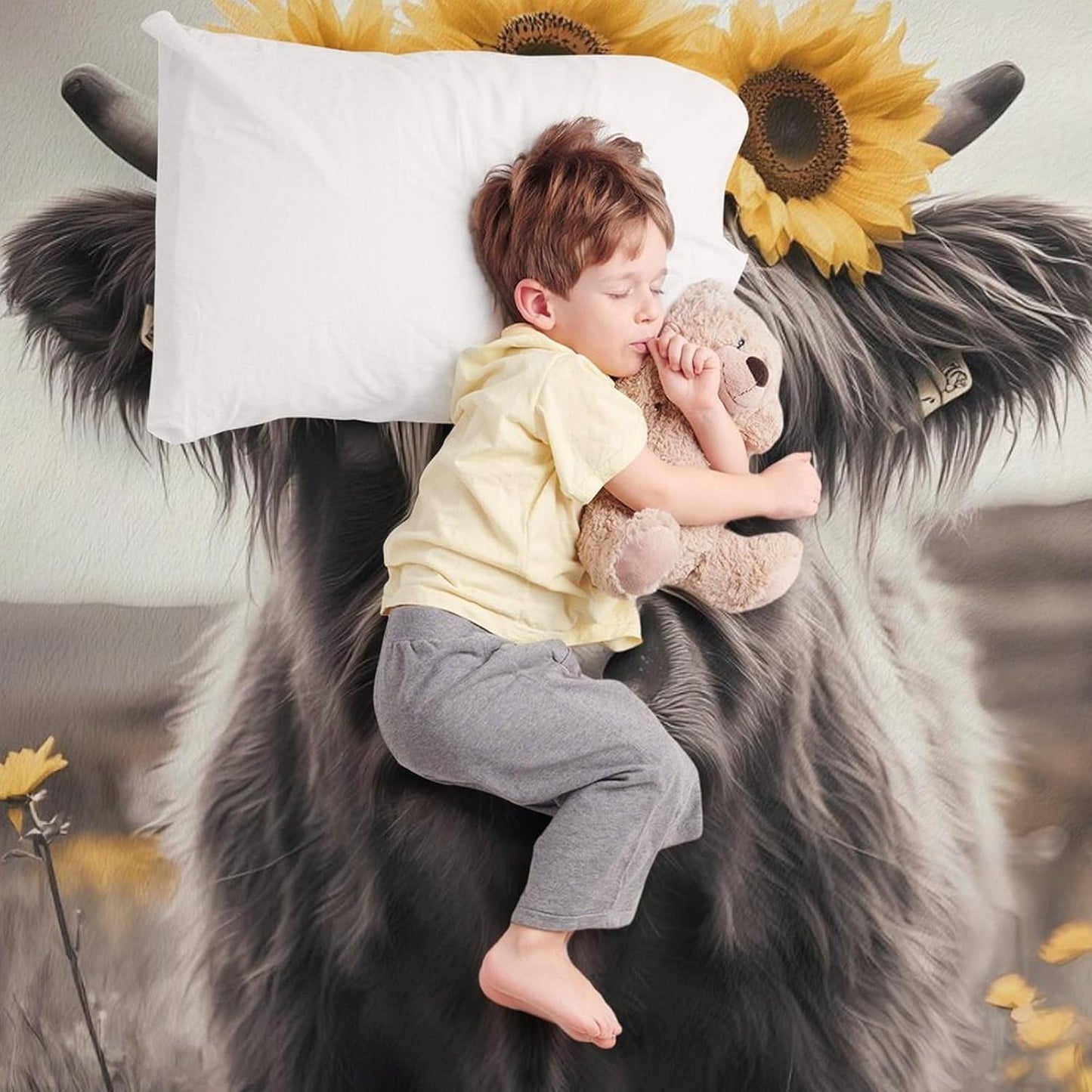 Highland Cow Black and White Throw Blanket for Couch Bed Plush Cozy Fuzzy Flannel Blanket for All Season 55"x70"