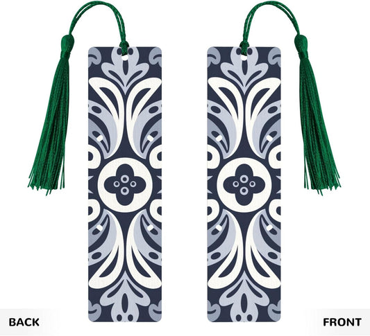 Navy Blue Bookmarks Gifts for Women Men, Wooden Bookmarks for Book Lovers, Vintage Book Marks Ornaments with Tassel, Unique Personalized Reading Page Markers Dark Green