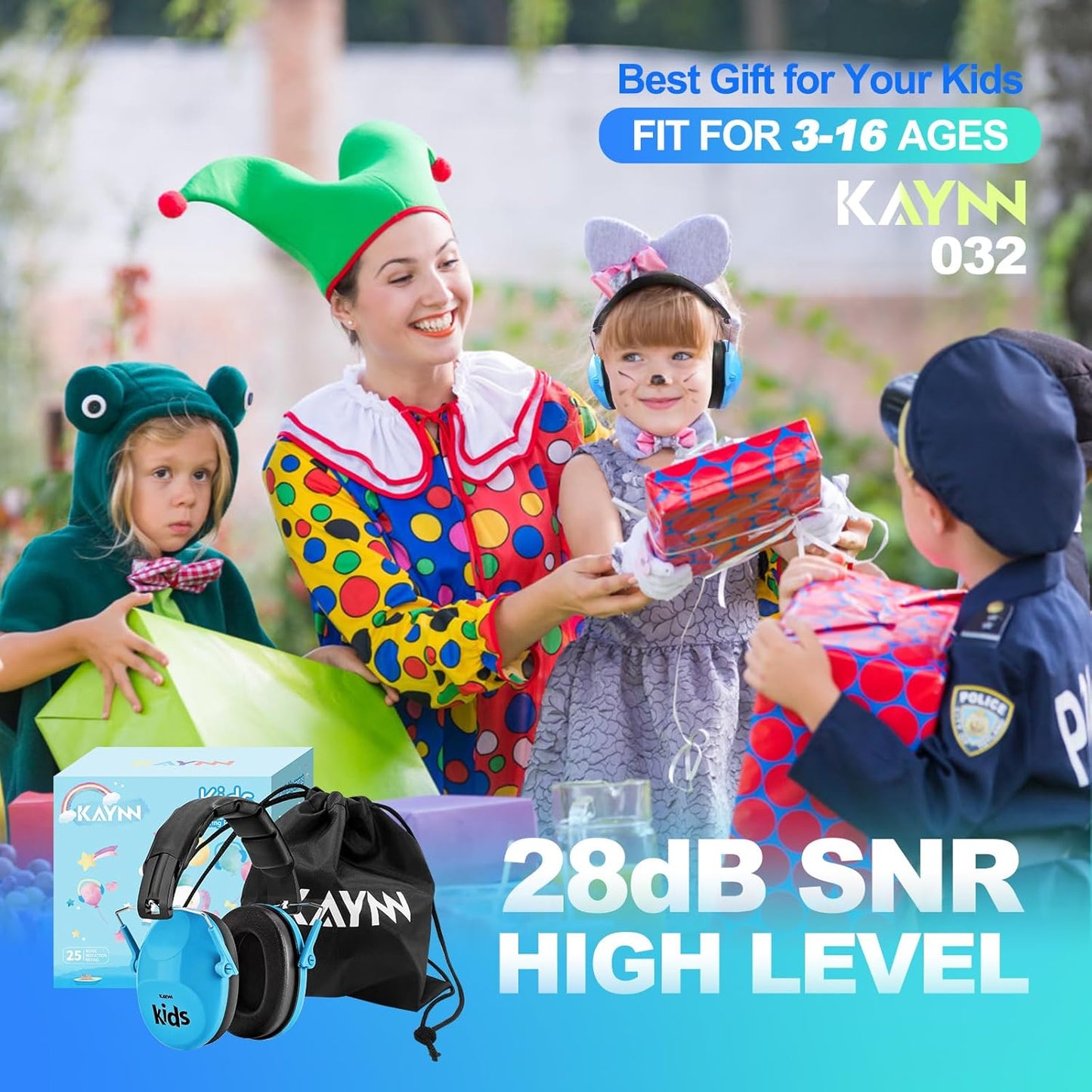KAYNN 032 Kids Ear Protection for Noise - 28dB SNR Noise Canceling Headphones for Concerts, Sensory Headphones Autism