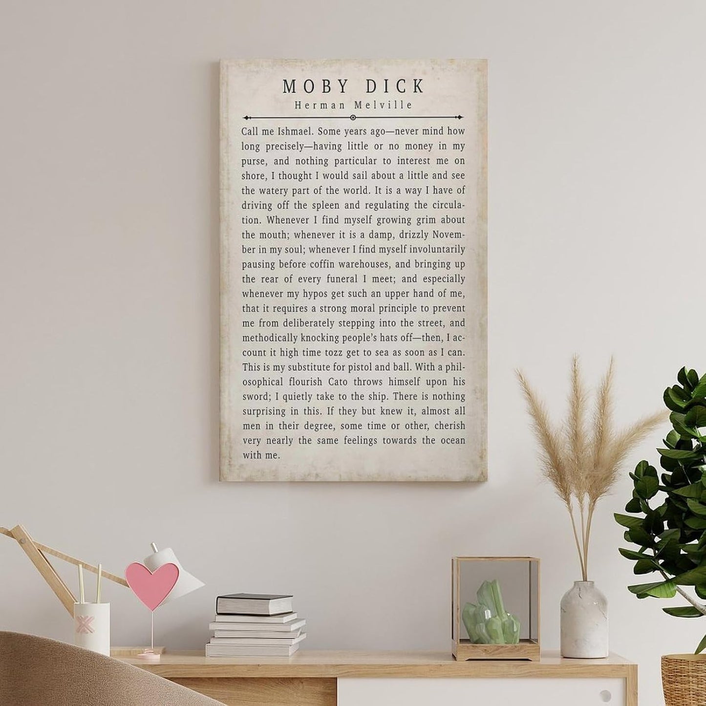 Moby Dick Quote Print Herman Melville Book Art Vintage Page Wall Art Literary Print for Home Or Office Unframed And Framed Classic Literature Decor for Book Lovers 12x18inch(30x45cm)