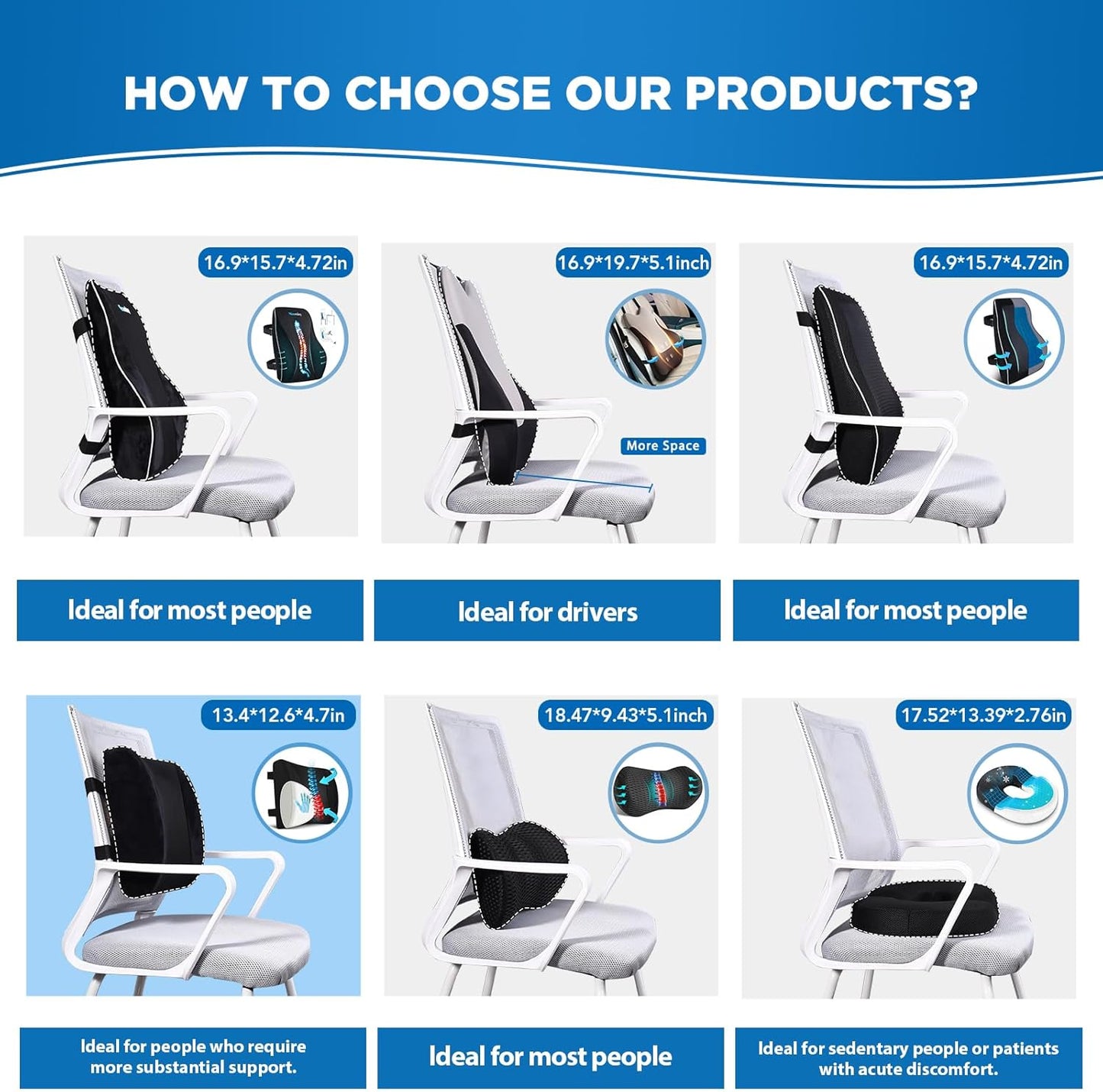 Lumbar Support Pillow for Office Chair Car Lumbar Pillow,Memory Foam Back Cushion with Breathable 3D Mesh Lumbar Support Orthopedic Backrest for Lower Back Pain Relief Ergonomic, LowerBackSupportBlack
