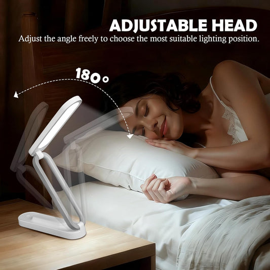 Rechargeable LED Desk Lamp, Foldable Portable Table Light with 3 Brightness Levels,Type-C USB Charging,Small Desk Lamp,Portable Bedside Wireless Reading Light,Home, Office, Nail Art,Craft,Pink