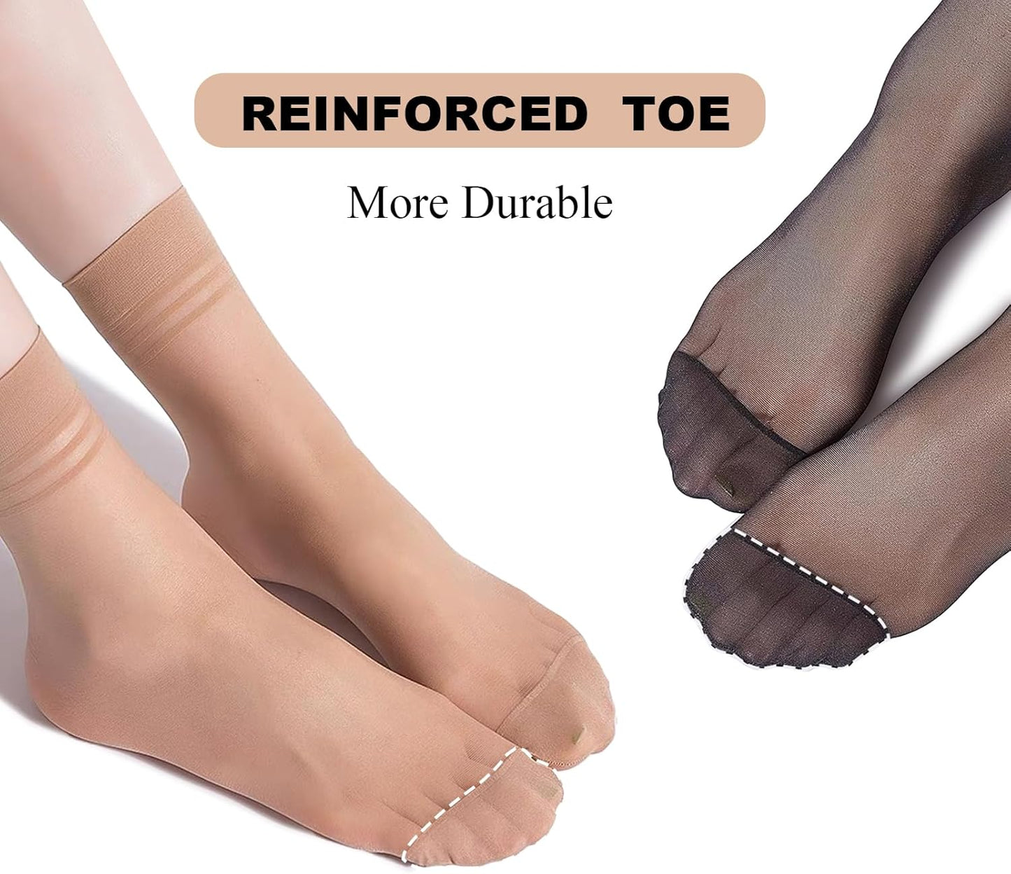 20 Pairs Women's Ankle Sheer Nylon Socks Summer Thin Soft Tight Hosiery Reinforced Toe Stylish Socks