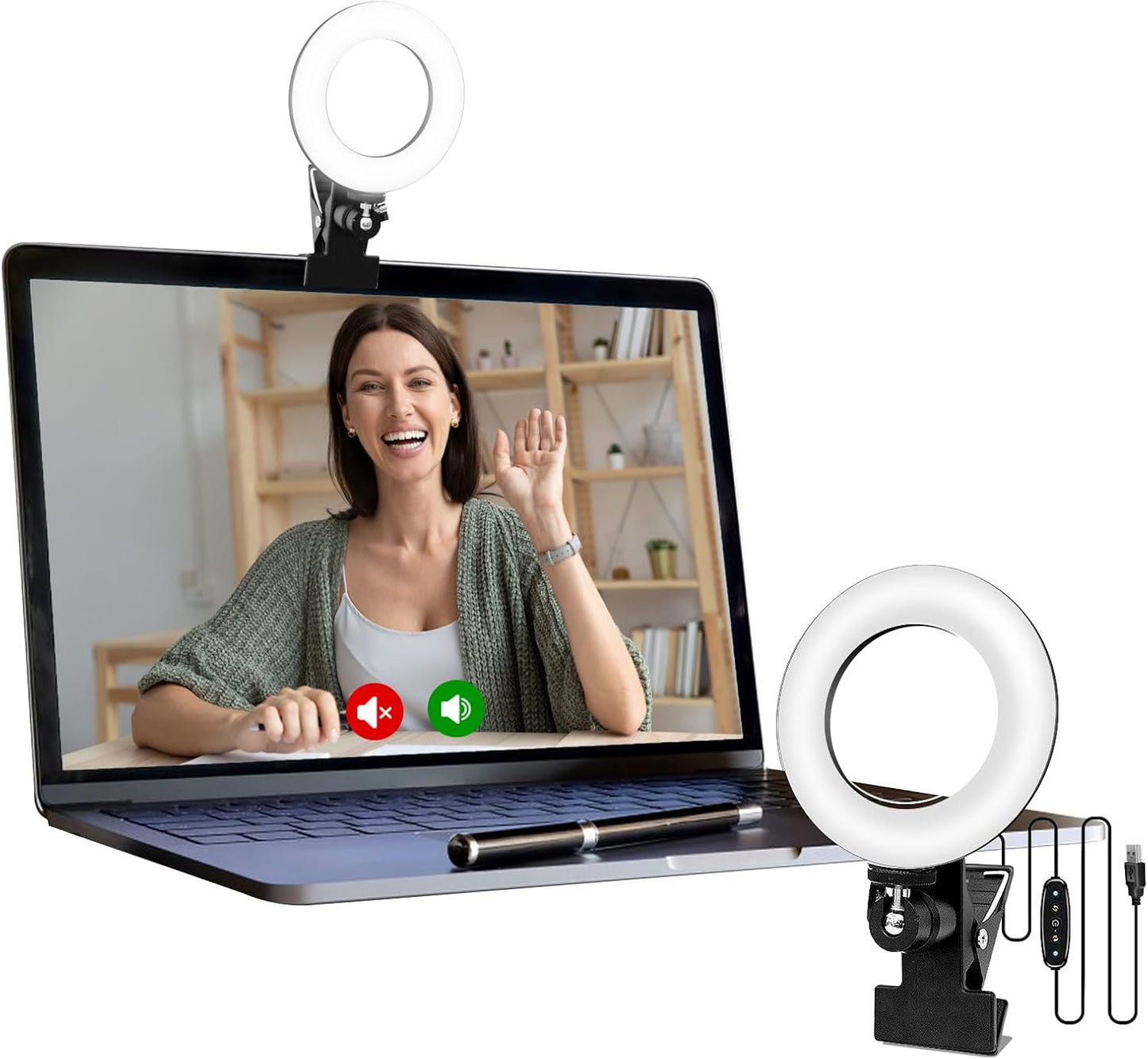 Video Conference Lighting Kit, Clip on Light Reading Lights, Ring Light, 360 ° Flexible Gooseneck Bed Night Light ,Computer Laptop Video Conferencing