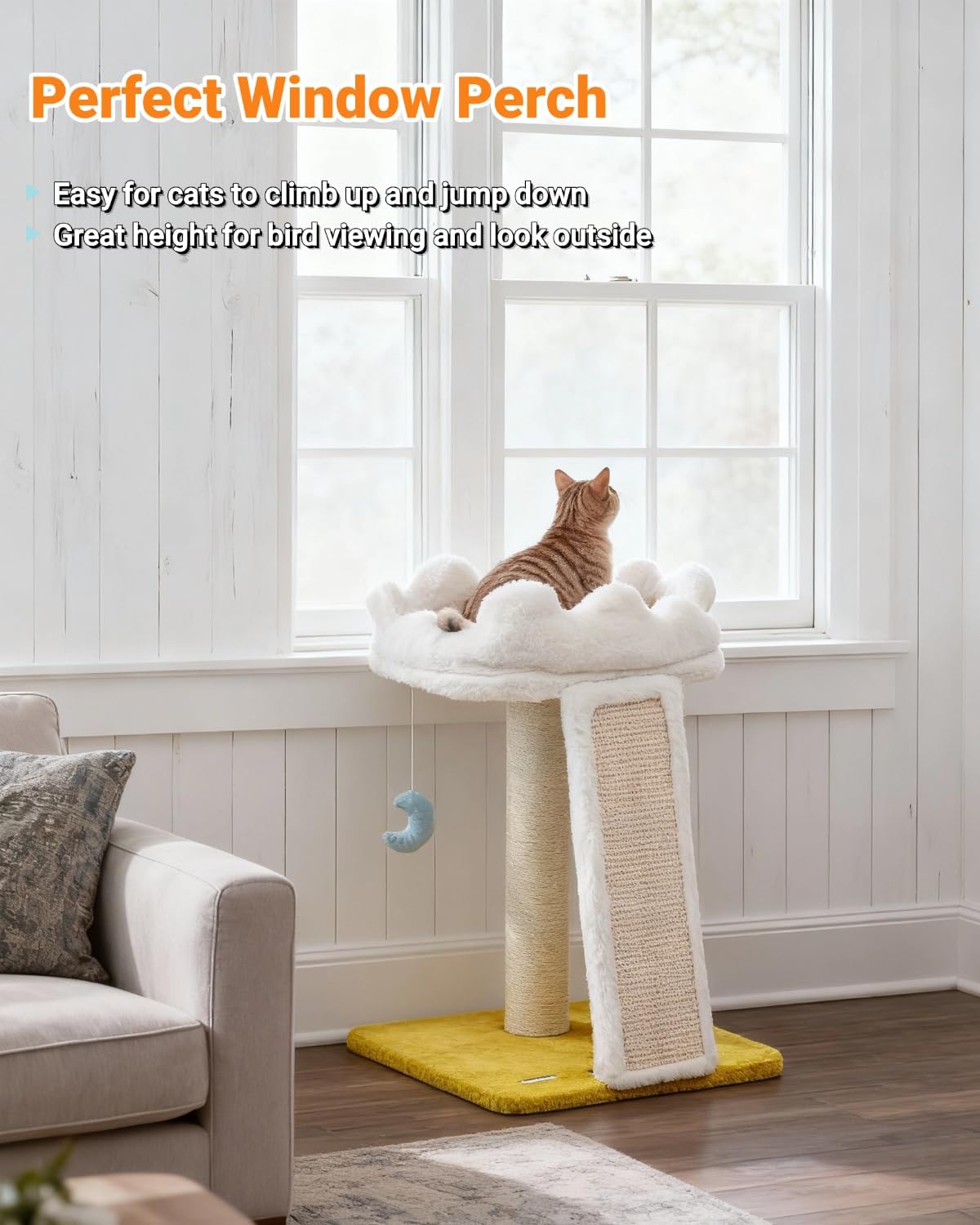 Happi N Pets New Cloud Cat Tree Tower, Cat Scratching Post with Bed, Small Cat Tree, Compact Cat Tower with Scratching Pad & Cloud Soft Perch & Cute Toys, Extra Toy, Bonus Catnip