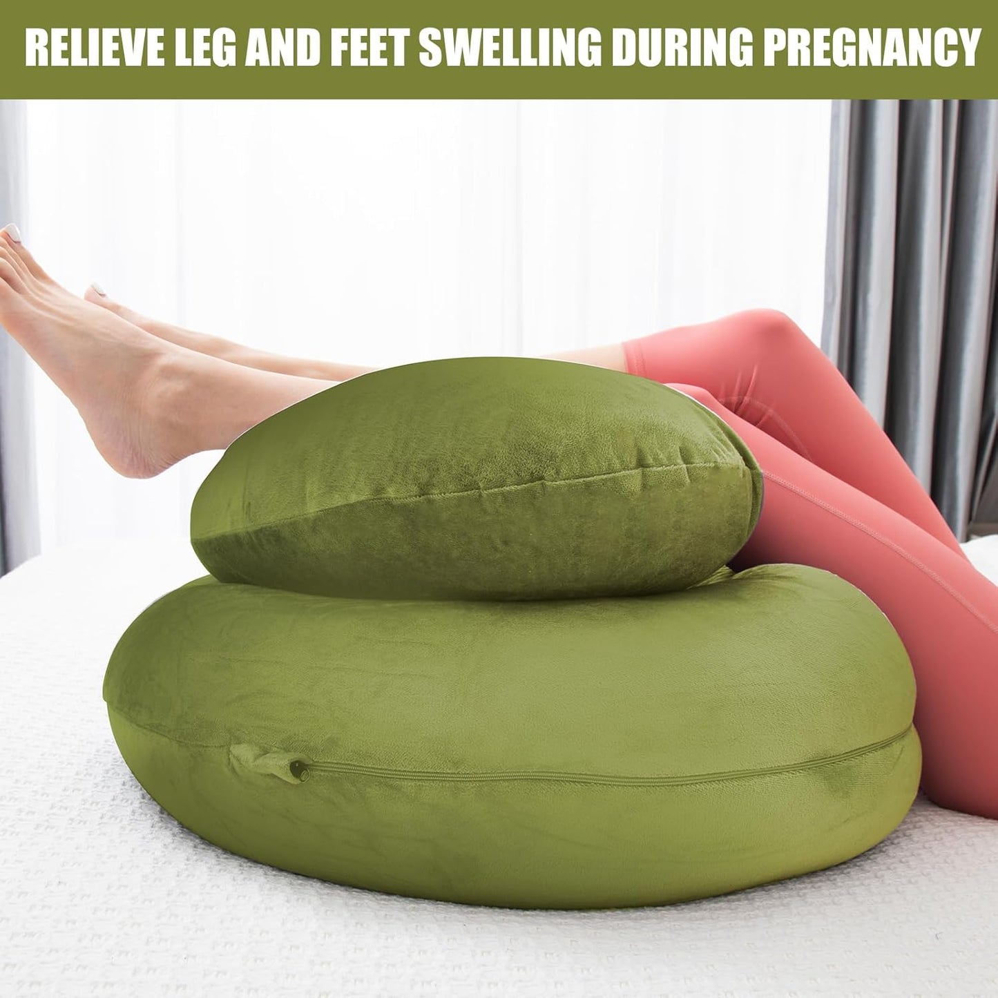 Pregnancy Pillow, C Shaped Full Body Pregnant Women Sleeping Pillow for Maternity Support with Cover (Green)