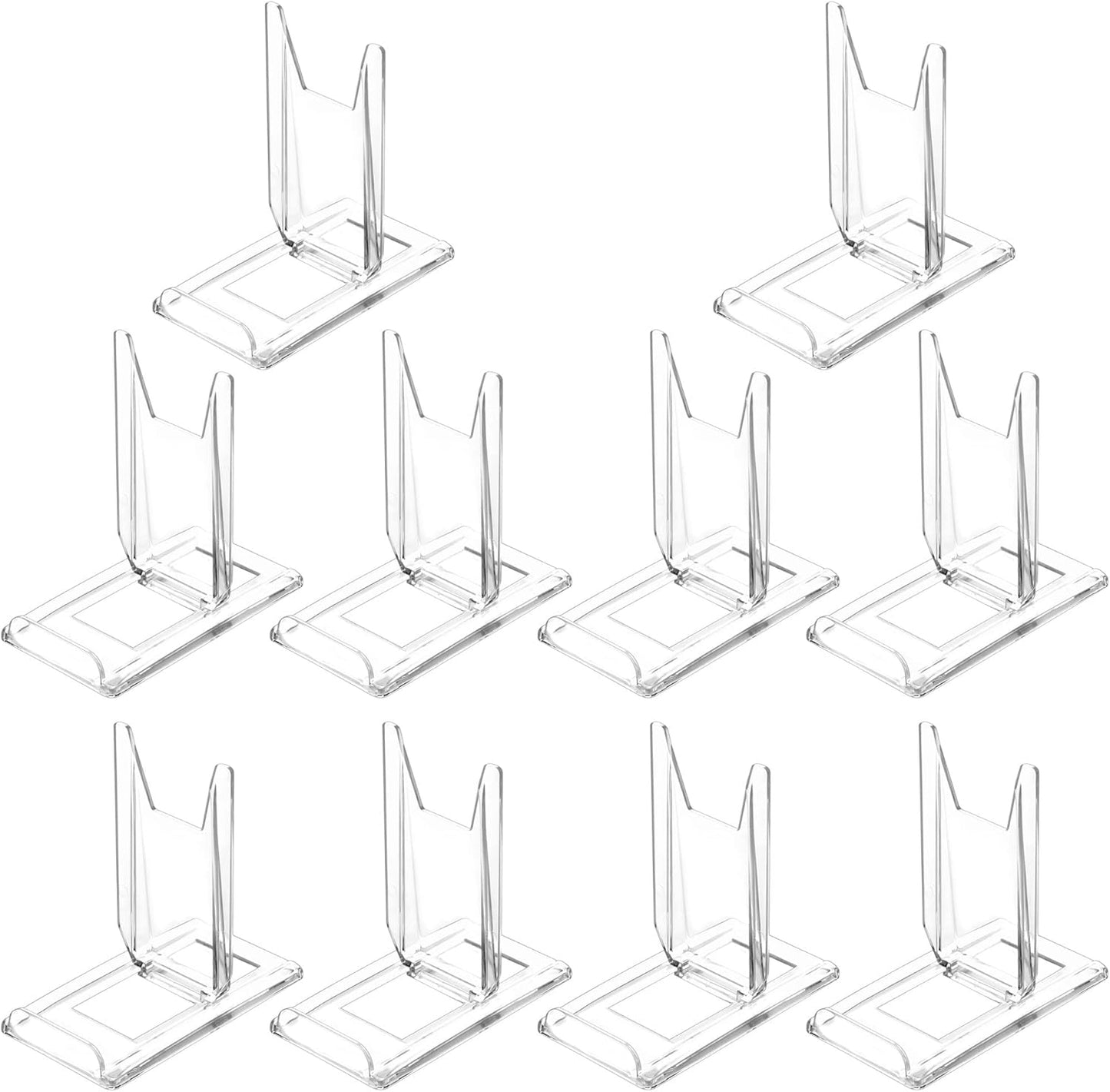 10 Pack Acrylic Book Stand for Display Adjustable Clear Display Holder Easel Collector Stand for Home Office Back to School Comic Album CD Magazine Postcard Artworks (4.2 x 4.3 x 2.35 Inch)