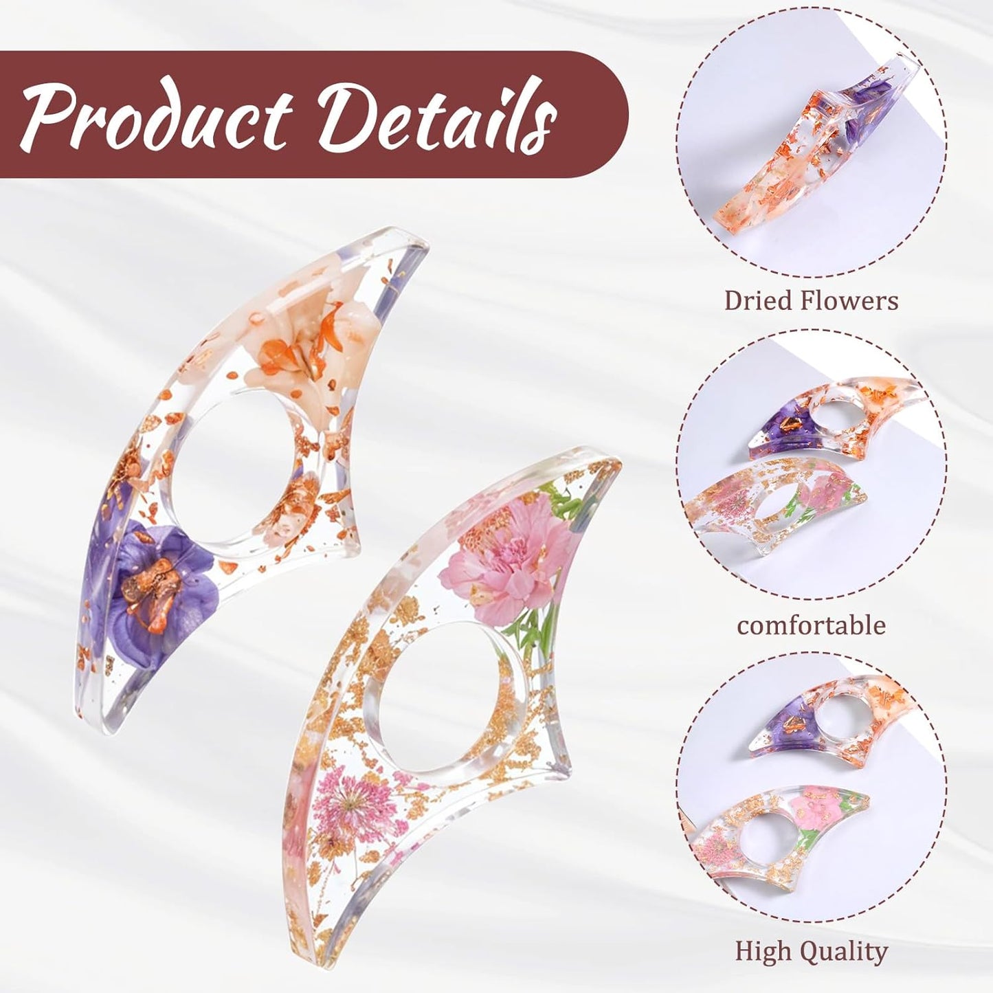 4 Pack Dried Flower Resin Bookmarks Book Lover Gifts Handmade Bookmarks with Tassel Transparent Floral Book Page Holder and Books Mark Set for Reading Lover Students Teachers