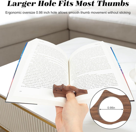 3 Pack Wooden Cat Book Page Holder Set for Book Lovers, Portable Thumb Bookmark Reading Accessories with Pen, Cute Bookworm Gift for Women for Home and Office