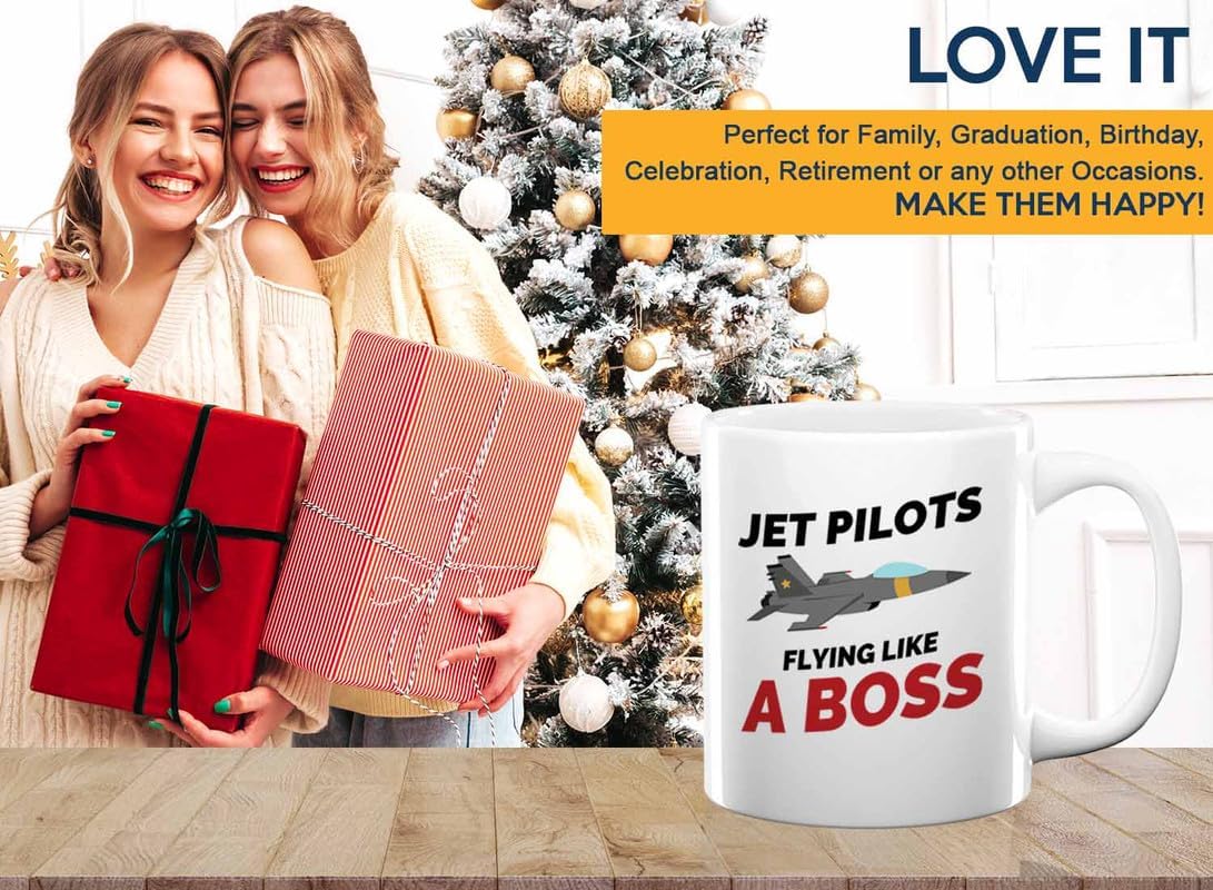 Jet Pilot Coffee Mug 11oz White - Flying like a boss - Pilot Gifts Airplane Flying Captains Aviator Airline Aviation