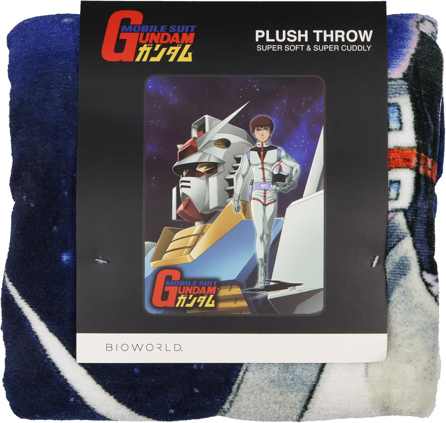 Bioworld Mobile Suit Gundam Blanket Mecha and Amuro Ray Anime Design Plush Throw 45" X 60"