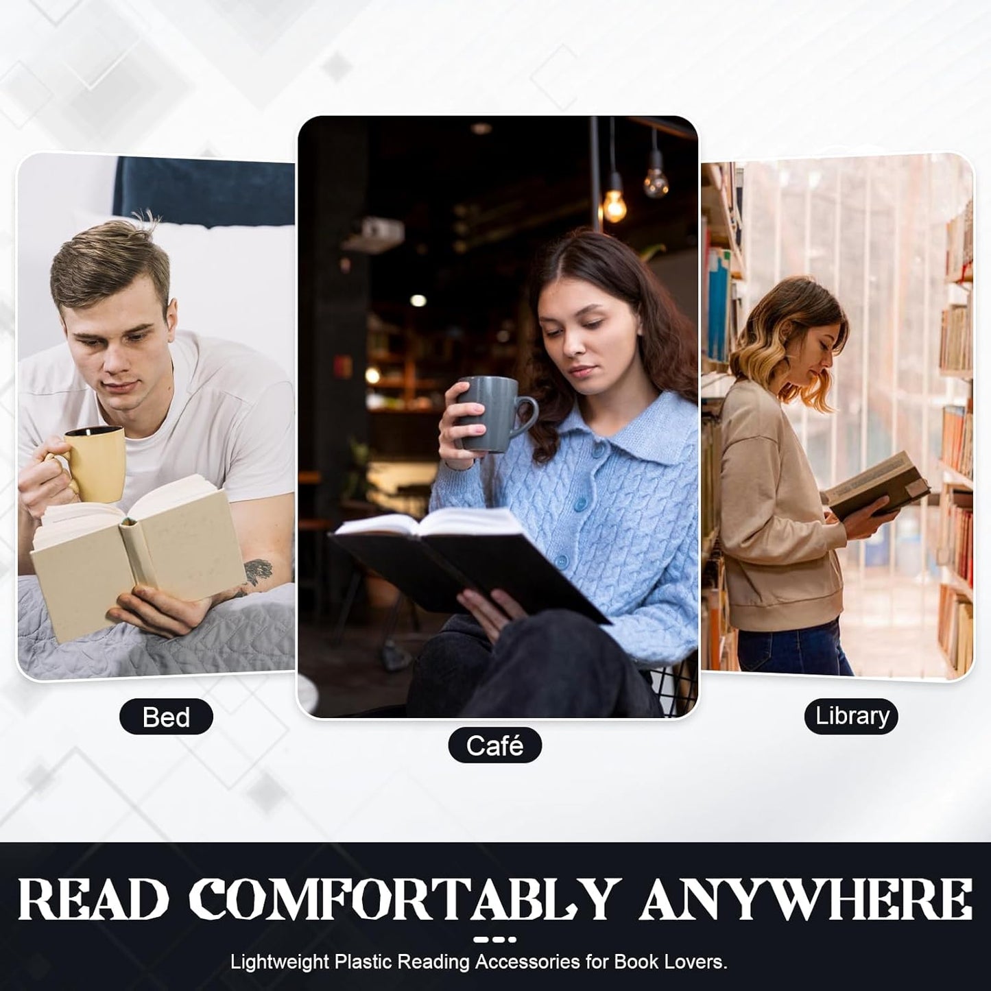 Book Page Holder for Reading, Thumb Book Page Holder, Book Holders for Reading Hands Free, Black Cat Bookmark Gift, Lightweight One-Handed Plastic Reading Accessory for Women and Readers