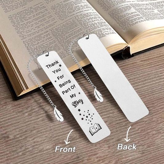 Thank You Gifts Metal Bookmarks for Women Men Book Lovers Teens Students,Stainless Steel Leaf Pendant Book Mark with Exquisite Gift Box