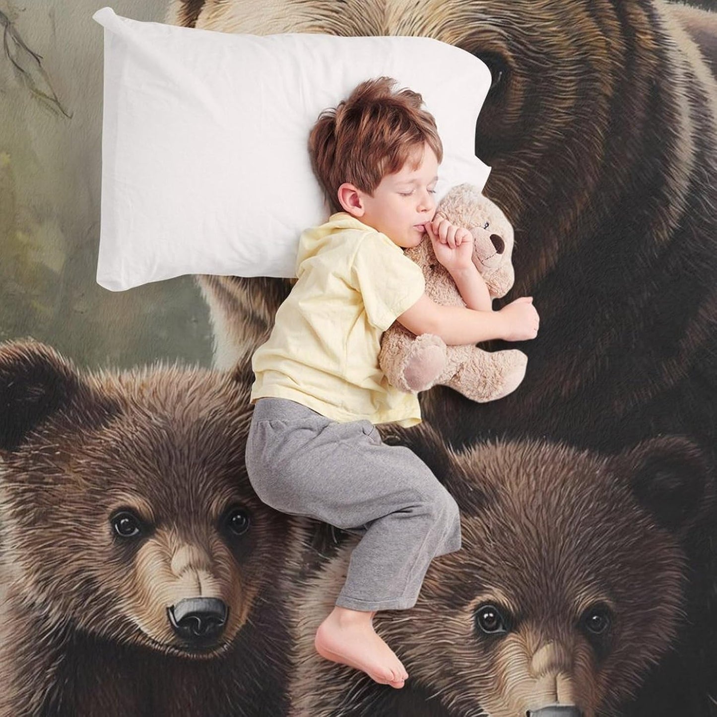 Bear Family Throw Blanket for Couch Bed Plush Cozy Fuzzy Flannel Blanket for All Season 40"x50"