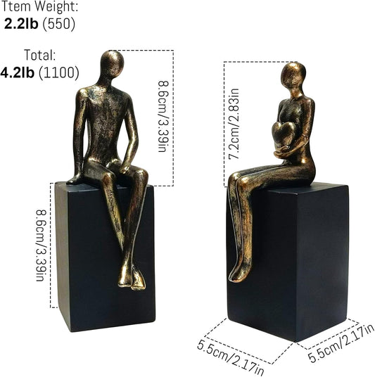 Heavy Duty Book Ends for Shelves,Iron Decorative Bookends,Reading Couple Figurine Bookends for Shelves,Non-Slip Book Holder, Modern Creative Office Company Bookends Ornament Decorations