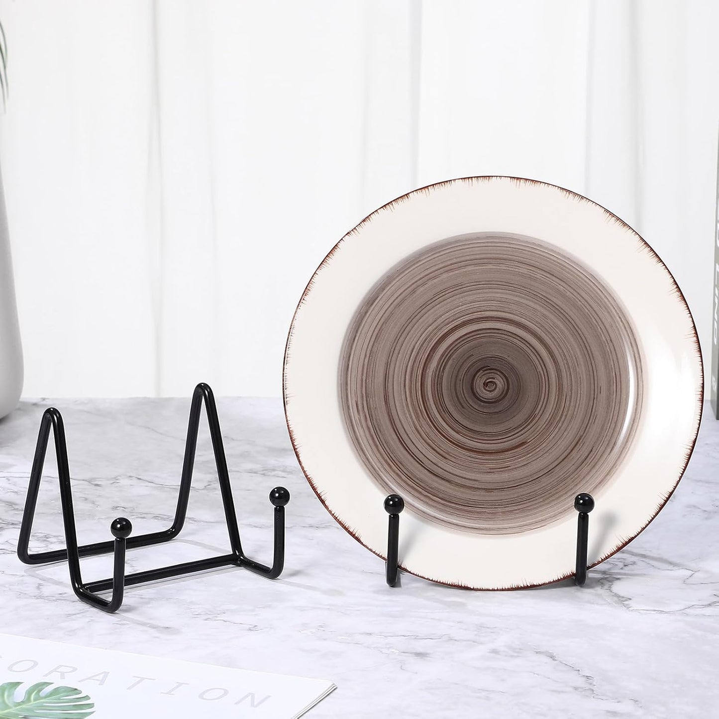 4 Pcs Metal Plate Holder Display Stands Adjustable Angles for Kitchen Dishes Photos Books, Sturdy Metal Display Rack for Home Décor and Tabletop Use