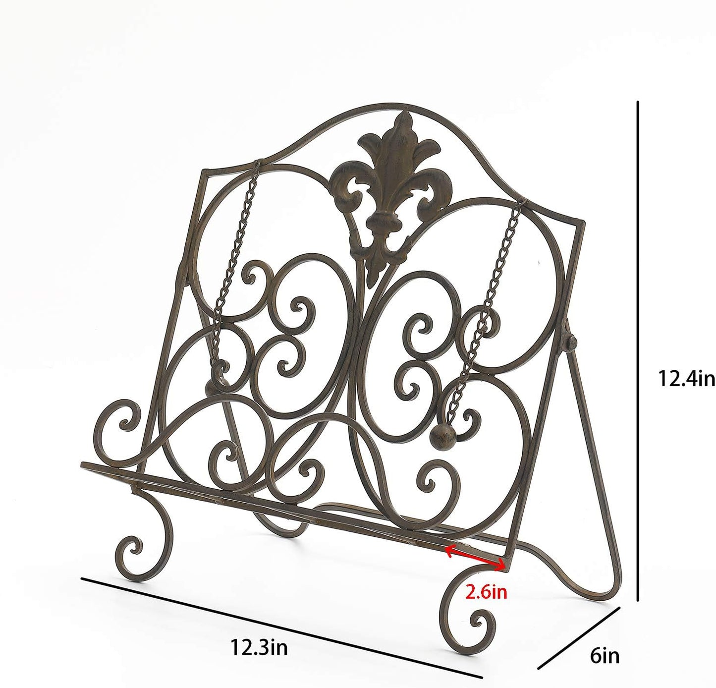 Jemeni Cookbook Stand, Metal Fleur De Lis Cookbook Holder Recipe Stand for Kitchen, Antique Brown Finish……