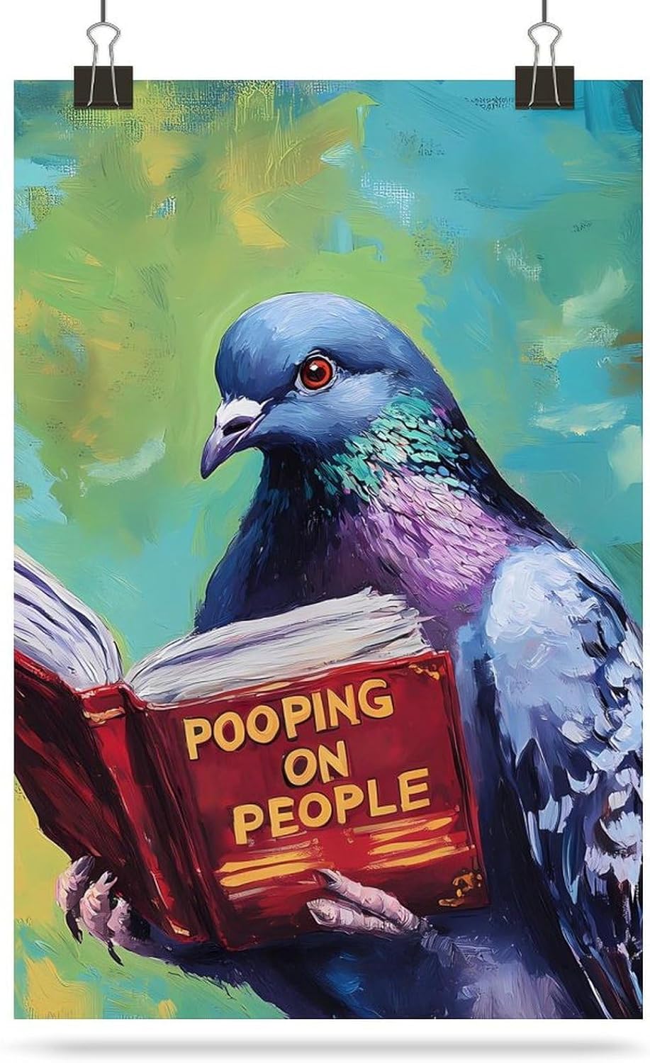 Pigeons Reading Pooping On People Personalized Poster Self-Adhesive Poster Printing Waterproof Home Decor Wall Art 30 * 45(cm)