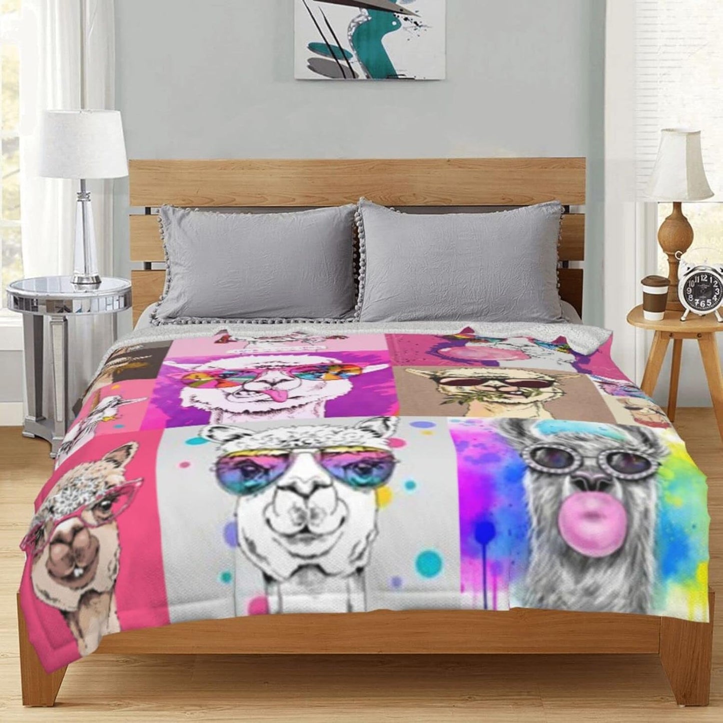Llama Blanket Premium Velvet Lightweight Flannel Blanket Cute Soft Warm Throw Blanket Fluffy Cozy Fleece Blanket Llama Bed Blanket Suitable Available in All Seasons for Women Men Boys Girls(50"x60")