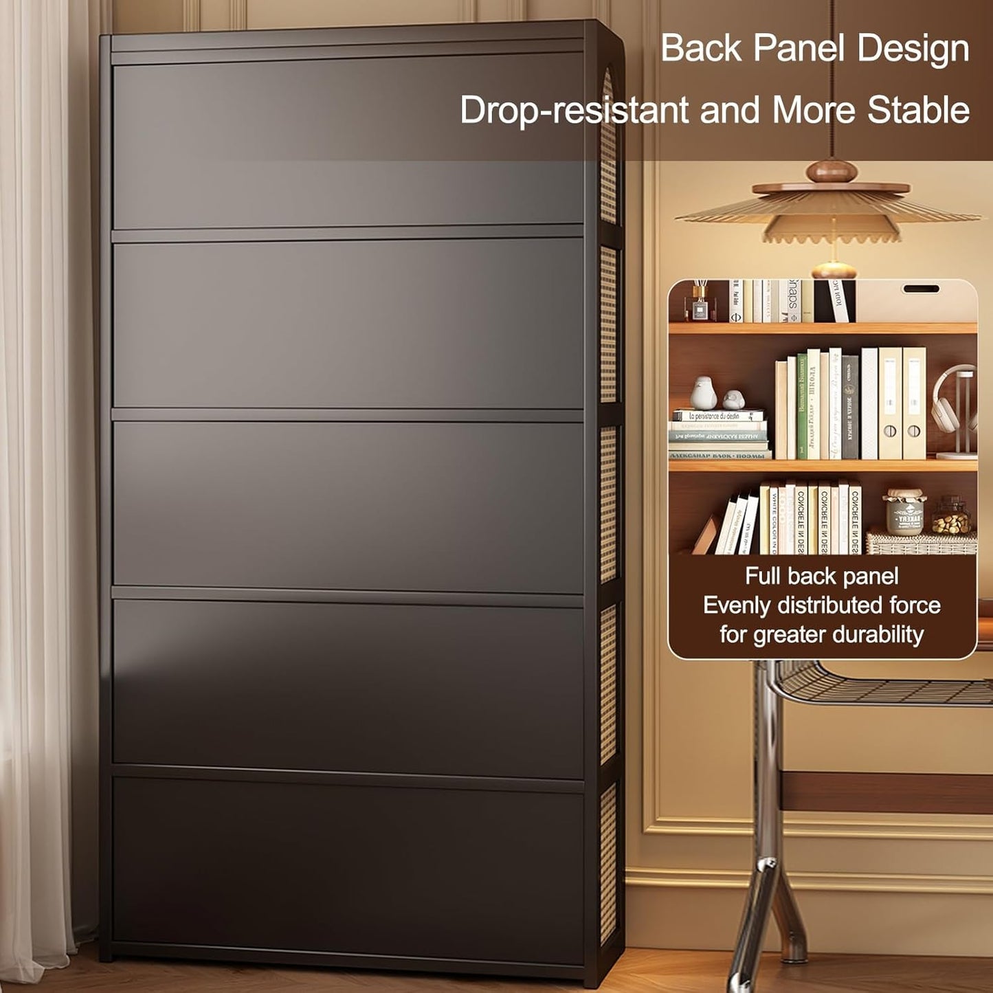 Freestanding Corner Bookshelf & Narrow Display Rack, 28x152.4cm Brown Bookcase for Small Spaces, Modern Shelving Unit for Bedroom & Office