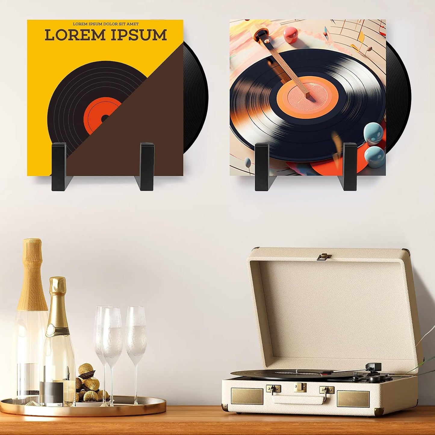 2Pcs Metal Vinyl Record Holder Display Stand,Plate Stands Display Stand for Artwork,Decorative Photo Frame Stand for Picture,Decorative Plate,Platter,Book,Photo Easel(Black)
