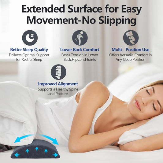 Cozyhealth - 2.95" H*18.7" L - Soft Small Lumbar Pillow for Sleeping, Memory Foam Back Lumbar Support Cushion for Lower Back Pain Relief Bed Waist Sleep Support Pillow for Side, Back(Dark Grey, Small)
