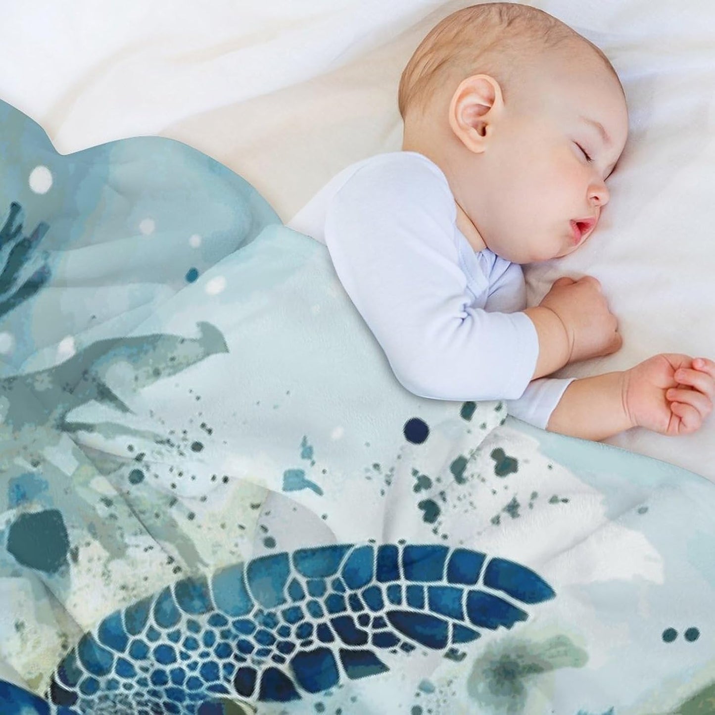 Sea Turtle-Blue Blanket Super Soft Lightweight Throw Blanket Cute Cozy Warm Bed Blanket Decorative Fuzzy Blanket All-Season Home Decor Gift for Sofa Couch Living Room 50"*60"(130 * 150cm)