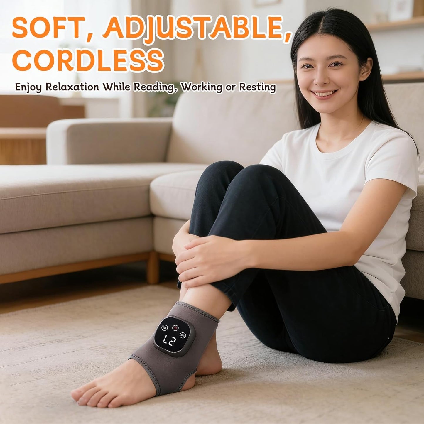Triple Method Foot Renew 2-in-1 Warming Ankle Massager for Pain Relief – 3 Modes & 5 Heat Levels Foot & Ankle Massager, Portable for Home/Travel