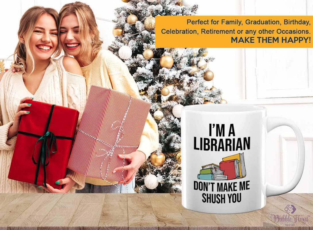 Book Lover Coffee Mug 11oz White - make me shush you - Birthday Gifts for Readers Gifts for Book Lovers Girls Book Club